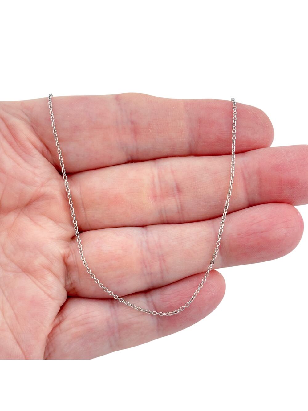 Vintage Sterling Silver 925 Cable Link Chain Necklace 17.5"-19.5"